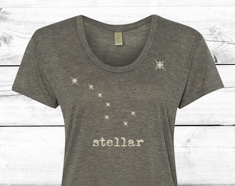Stellar - Camiseta estampada celestial para mujer, estrellas, camiseta, camiseta serigrafiada para mujer