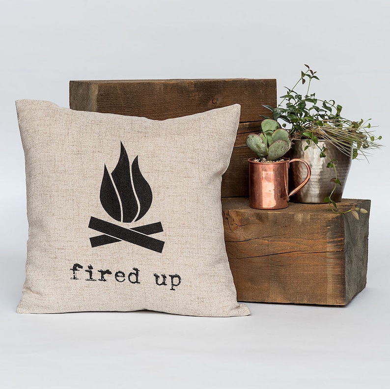 Fired up Throw Pillow, Campfire, Decorative Pillow, Accent Pillow 18 X
