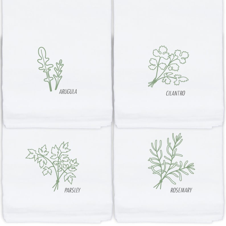 Herb Spice Kitchen Towels Individual 12 Designs Dish Towels, Tea Towels, Flour Sack Towels, Kitchen Decor image 4