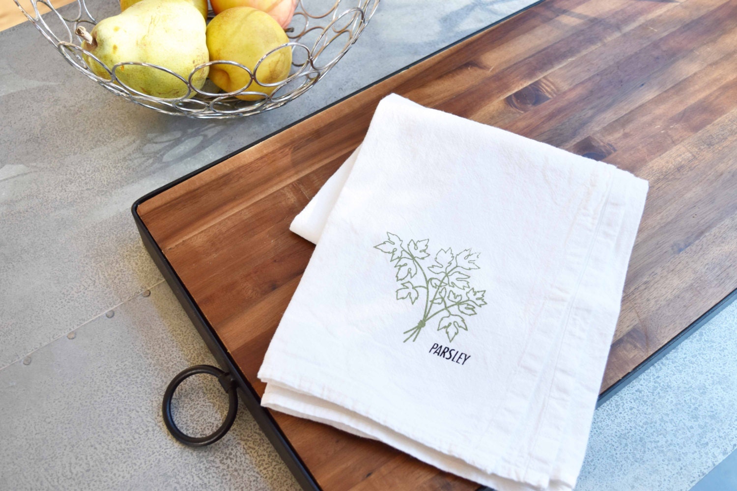 Herb Kitchen Towels 4set Parsley, Arugula, Rosemary and Cilantro Dish