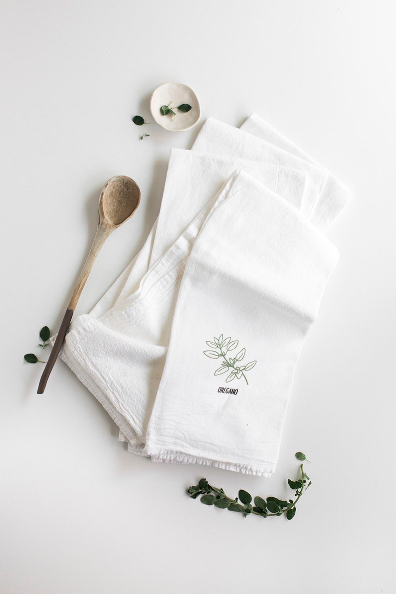 Herb Kitchen Towels 4set Basil Sage Dill and Oregano Etsy