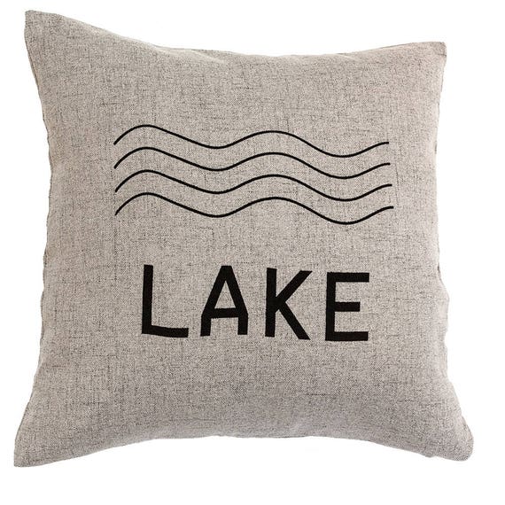 LAKE Throw Pillow Decorative Pillow Cream Abstract Linear Pillow Cover