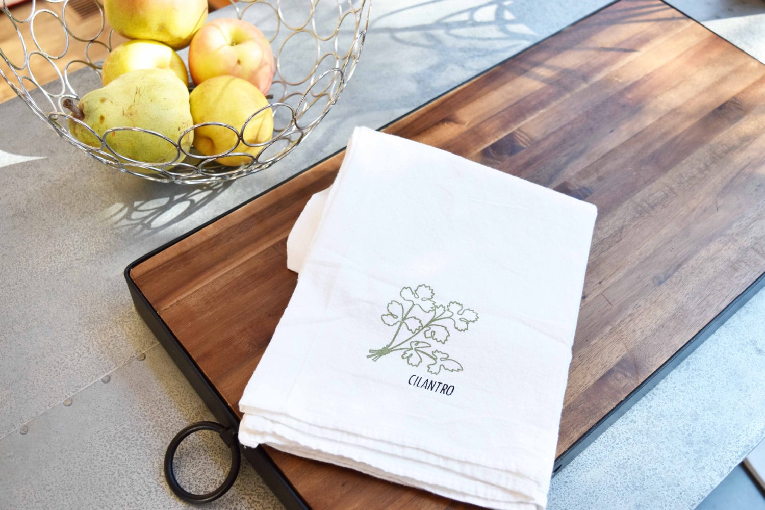 Herb Kitchen Towels 4set Parsley, Arugula, Rosemary and Cilantro Dish