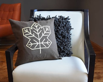Maple Leaf - Throw Pillow, Decorative Pillow, Accent Pillow - 18" X 18" In Citronelle, Dark Red, Dark Flax Or Orange