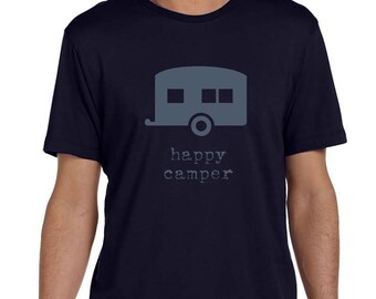 Happy Camper - Mens Camping Shirt, Graphic Tee, T-shirt, Screen Printed Tee - Camping Shirt, Gift for Him, Gift for Dad