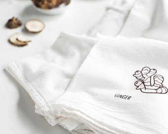 Spice Kitchen Towels - 4-Set - Vanilla, Ginger, Nutmeg and Garlic - Dish Towels, Tea Towels, Flour Sack Towels, Kitchen Decor