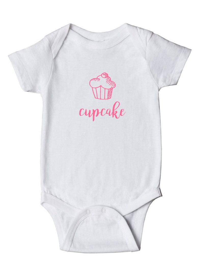Cupcake Baby Bodysuit, Nickname Baby Clothes, Baby Shower Gift 3 Color Options White/Pink