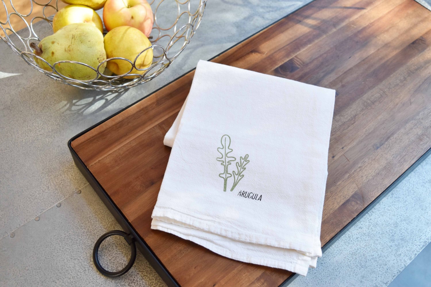Herb Kitchen Towels 4set Parsley, Arugula, Rosemary and Cilantro Dish