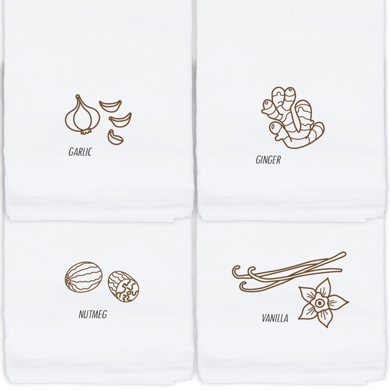 Herb Spice Kitchen Towels Individual 12 Designs Dish Towels, Tea Towels, Flour Sack Towels, Kitchen Decor image 6