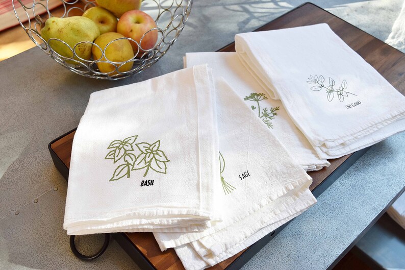 Herb Spice Kitchen Towels Individual 12 Designs Dish Towels, Tea Towels, Flour Sack Towels, Kitchen Decor image 2