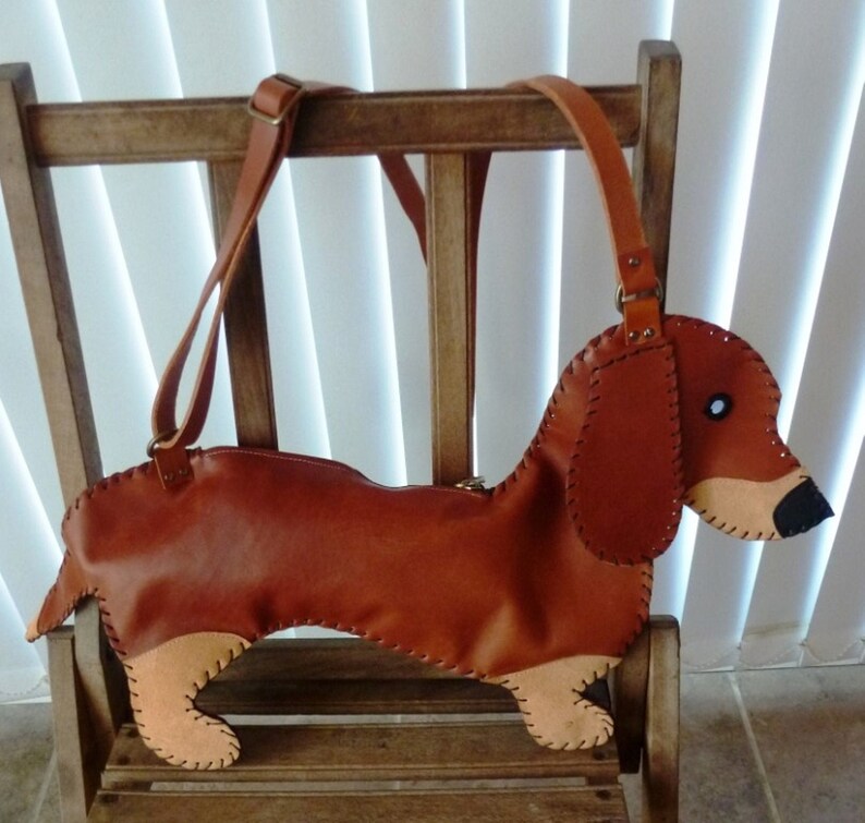 Leather sausage dog bag. Etsy