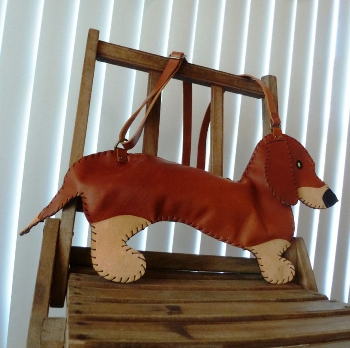 Leather sausage dog bag. Etsy