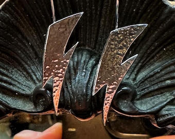 Electric Relic Sterling Silver Lightning Bolt Earrings – Limited Edition Handmade Artisan Jewellery