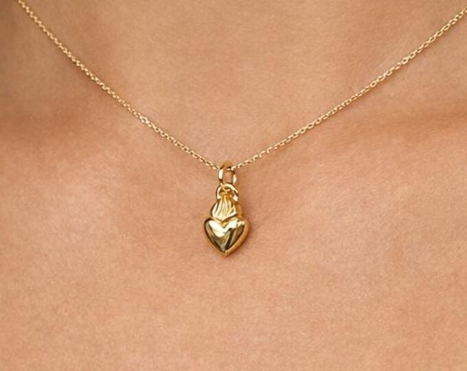 18ct Gold Eternal Flame Heart Necklace — with Fine 9ct Gold Chain