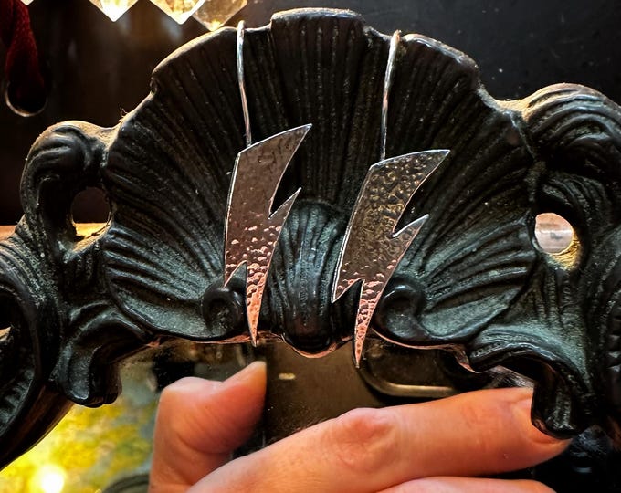 Electric Relic Sterling Silver Lightning Bolt Earrings – Limited Edition Handmade Artisan Jewellery