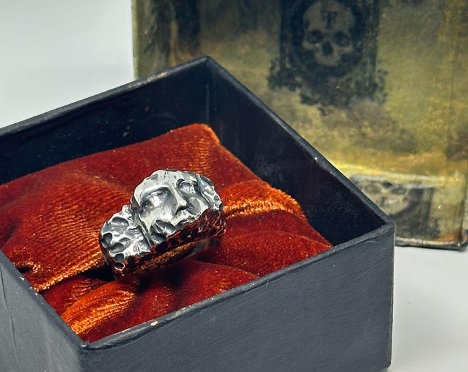 The Ring of Silence | Sterling Silver Sculptural Statement Ring | Gothic Memento Mori Jewellery