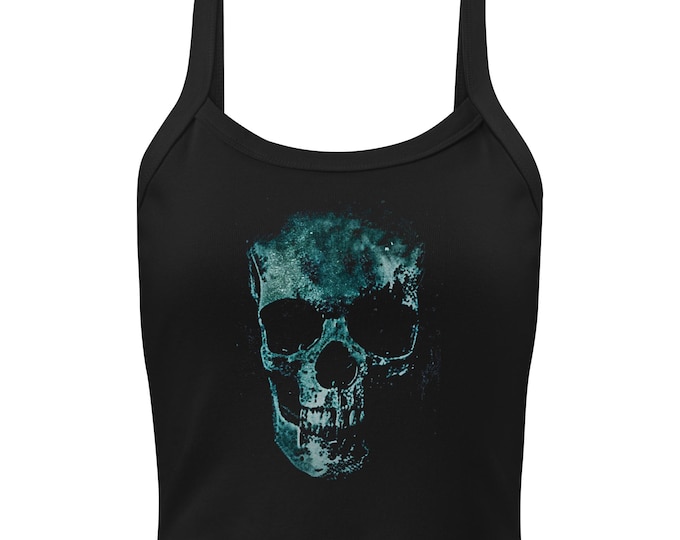 Teal Skull Tank Top – Gothic Micro-Rib Vest