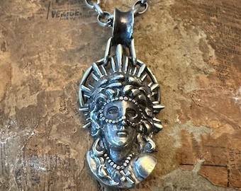 The Mask of Ruin — Baroque Sterling Silver Pendant