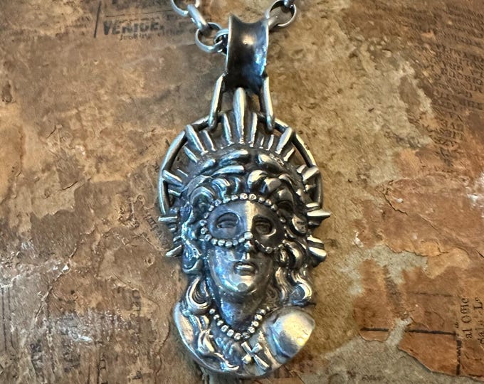 The Mask of Ruin — Baroque Sterling Silver Pendant