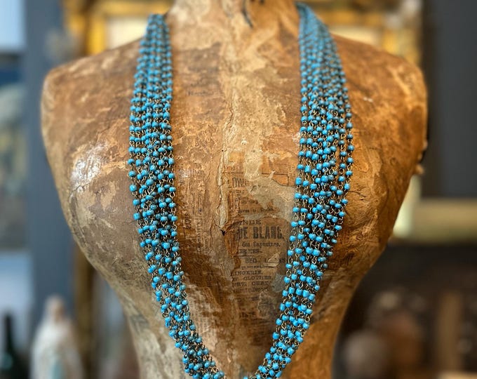 Vintage French Turquoise Cluster Necklace — Relic Collection