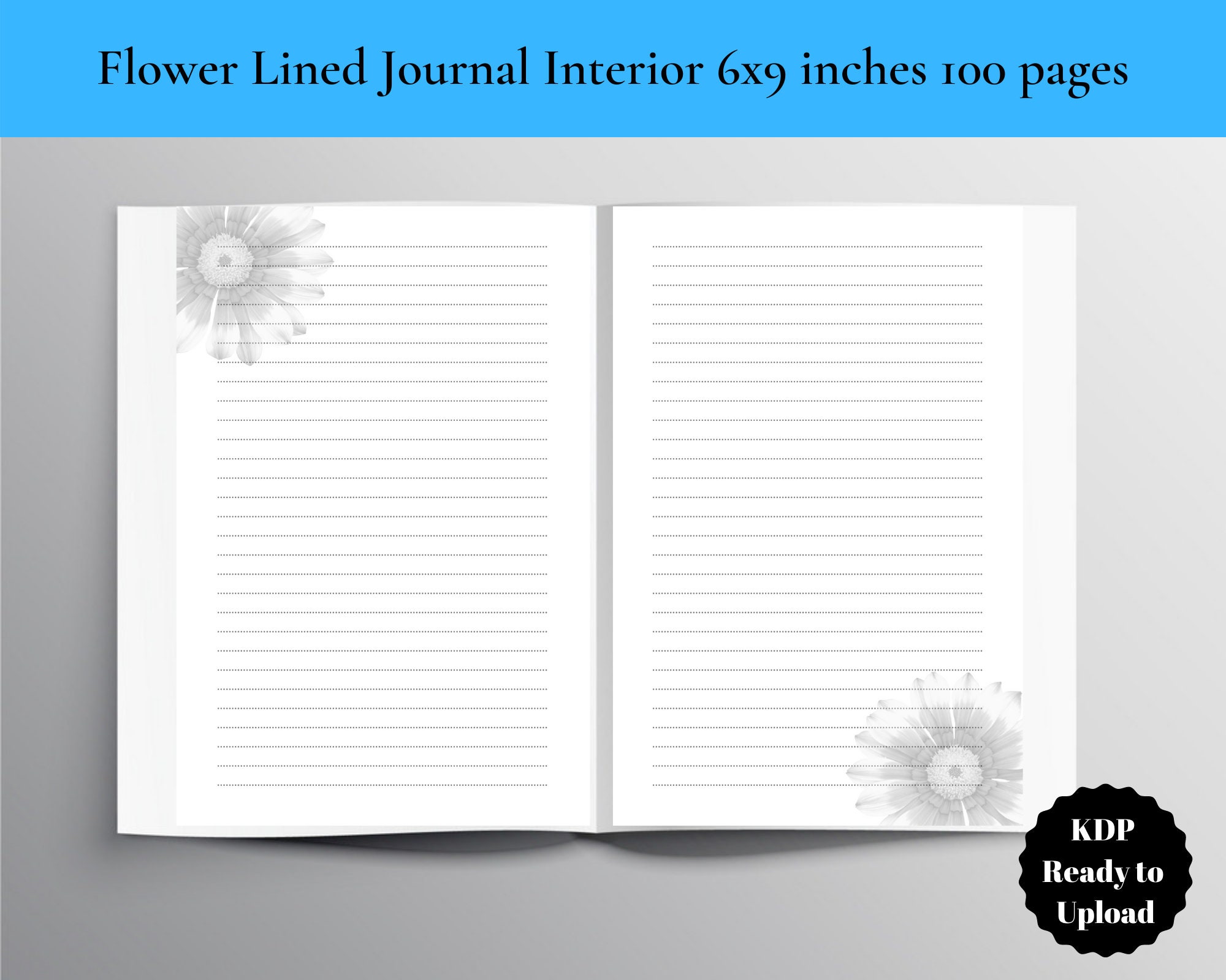 Amazon KDP Interior/ Flower Lined Journal/ 6x9 inches 100 Etsy
