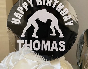 Acrylic Personalized Wrestling Theme Sports Party Birthday Cake Topper Keepsake