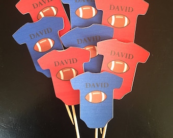 Personalized Football Theme Sports Party Birthday Cupcake Pick Toppers