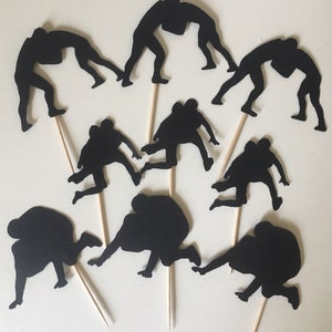 Wrestling Theme Sports Party Birthday Cupcake Pick Toppers image 1