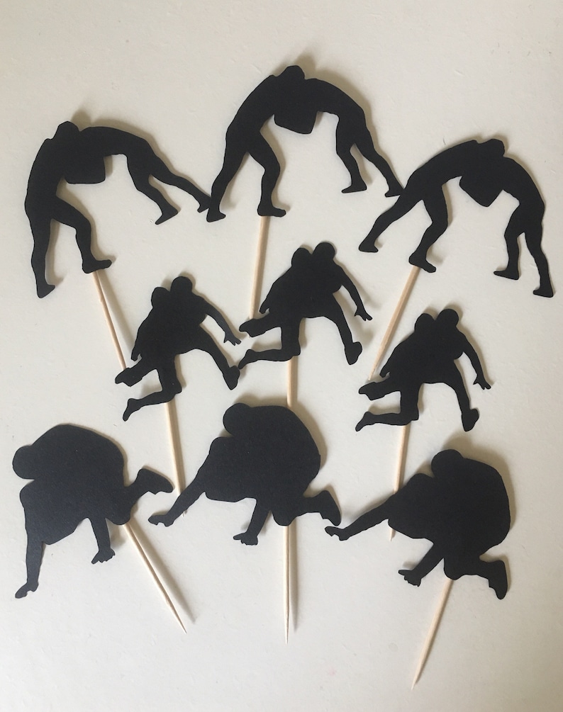 Wrestling Theme Sports Party Birthday Cupcake Pick Toppers image 1