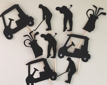 Golf Theme Sports Party Birthday Cupcake Pick Toppers