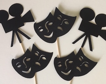 Drama Club/Acting Theme Party Birthday Cupcake Pick Toppers