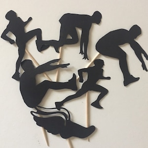 Men's Track and Field Theme Sports Party Birthday Cupcake Pick Toppers