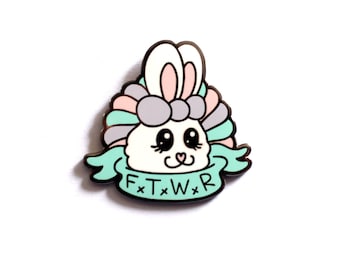 Collab' FTWR (Follow the white rabbit) with Corn & Sonor - pastel hard enamel pin - kawaii bunny - violine, mint,baby pink