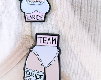 Bridesmaids enamel pin "Team Bride" x 2 pins - Bachelorette/ Hen Party - Girl Power - Girly Sexy - Kawaii - wedding