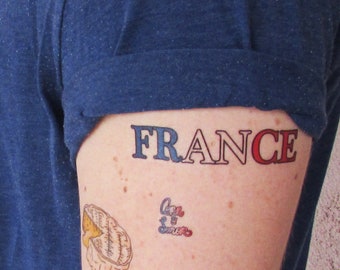 Tatouages ephemeres Corn & Sonor supporter FRANCE - Apero - Camembert - Pikette - unisexe