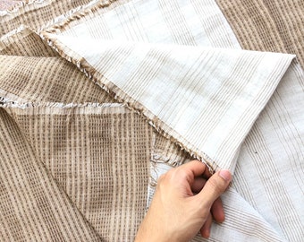 Handmade Hmong Hemp Fabric: Striped Woven Textile (1 Yard)