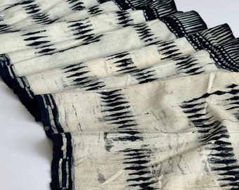 Vintage Indigo Hmong Hemp Batik Fabric: Embroidered Tribal Textile