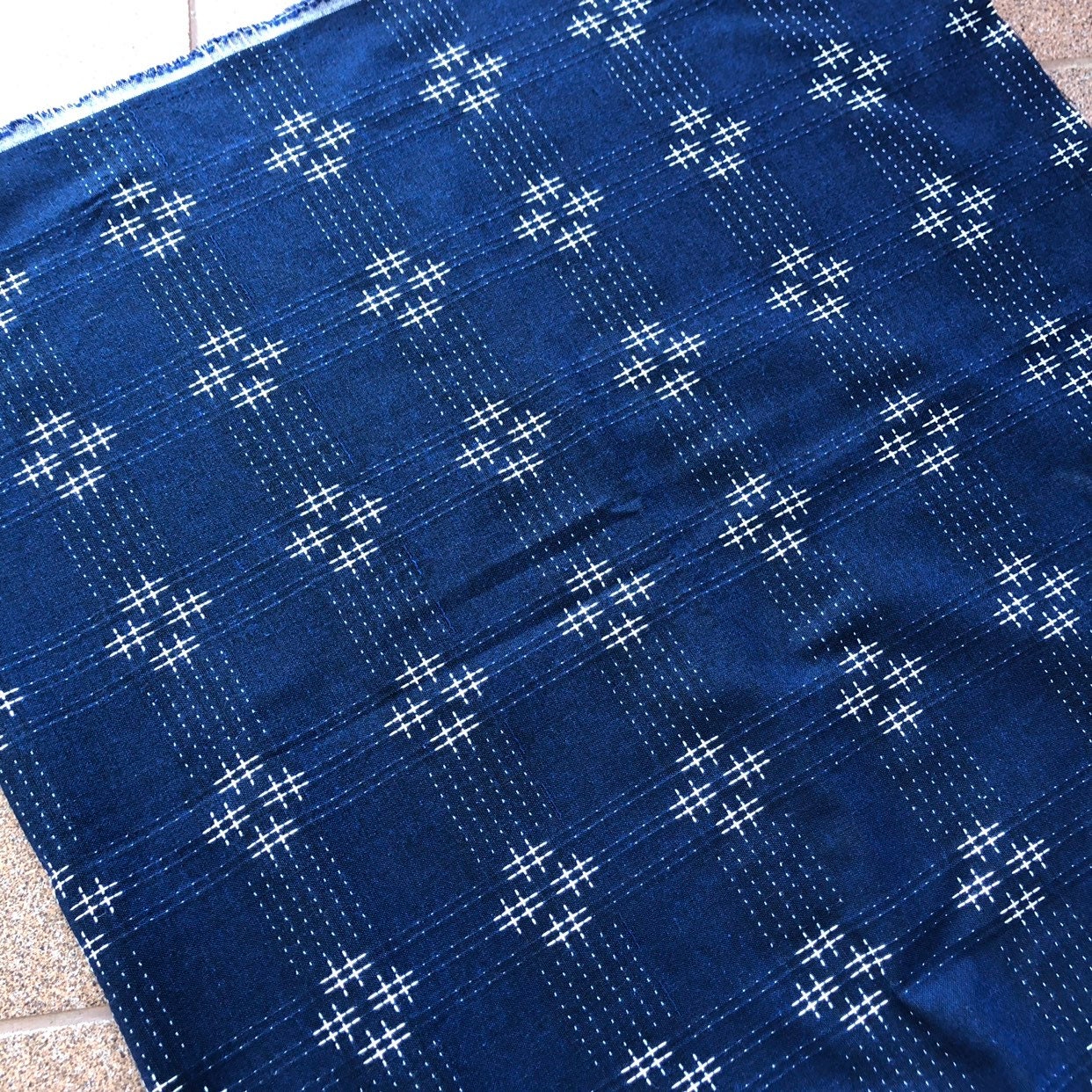 Hmong Batik Blue Indigo Dot Batik Block Print Fabric | Etsy