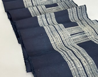 Vintage Indigo Hmong Hemp Fabric: Batik Embroidered Textile