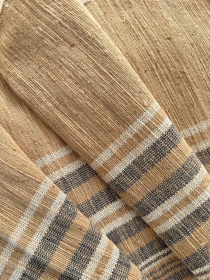 Plaid Hand woven Vintage Karen Tribe Fabric Natural Fiber image 1