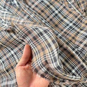 Plaid Hand woven Vintage Karen Tribe Fabric Natural Fiber