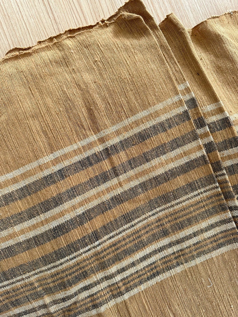 Plaid Hand woven Vintage Karen Tribe Fabric Natural Fiber image 3