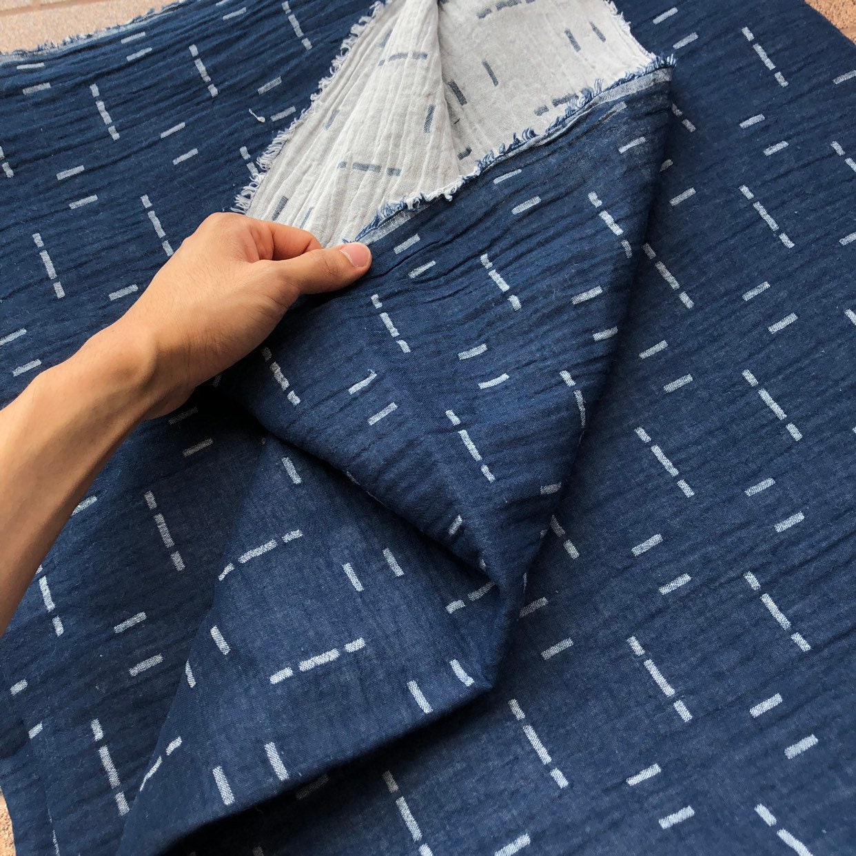 Hmong Batik Blue Indigo Dot Batik Block Print Fabric - Etsy