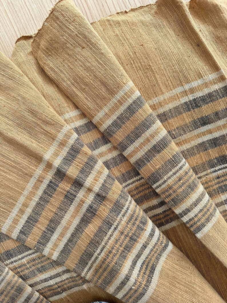 Plaid Hand woven Vintage Karen Tribe Fabric Natural Fiber image 2