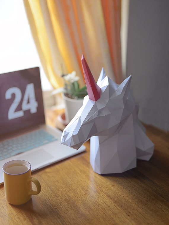 unicorn paper head home decor diy papercraft folding