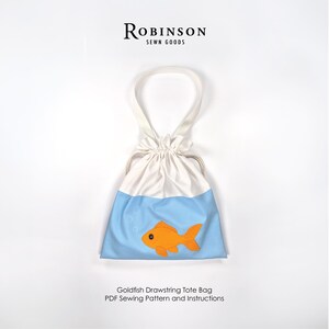 Goldfish Drawstring Tote Bag - PDF Sewing Pattern & Instructions