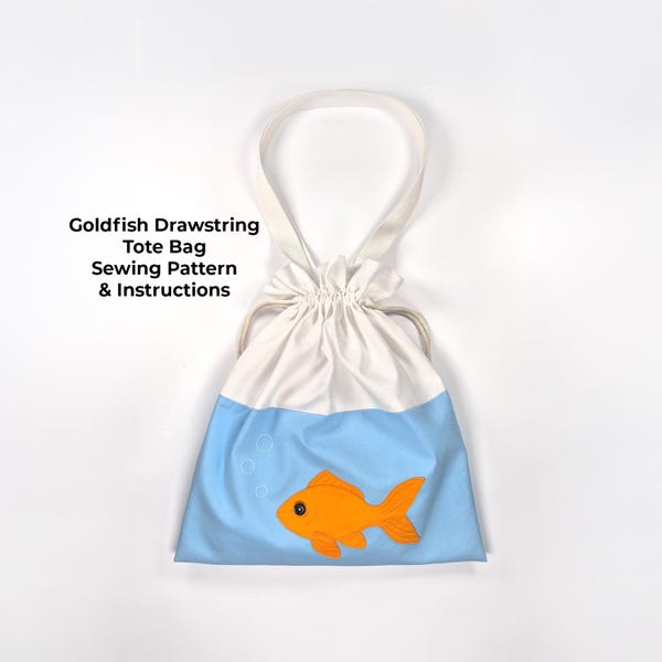 Goldfish Drawstring Tote Bag - PDF Sewing Pattern & Instructions