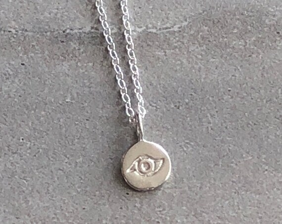 Sterling Silver Dainty Evil Eye Charm Necklace
