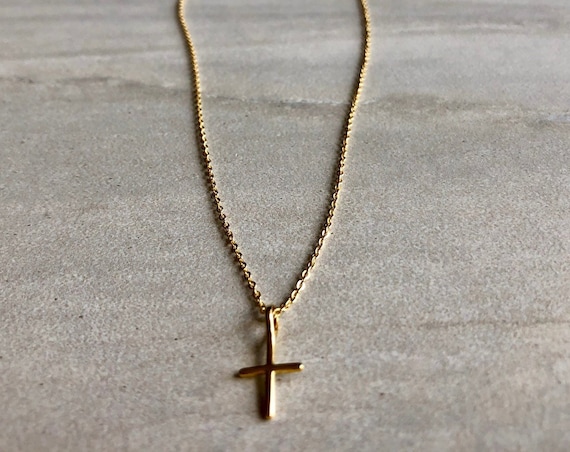 14K Gold Filled Simple Dainty Cross Pendant Necklace