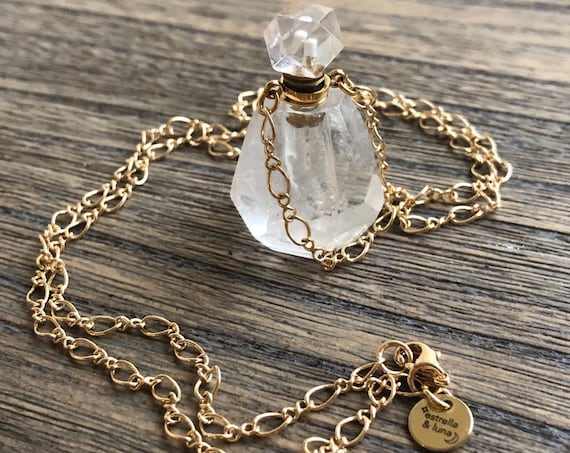 Clear Quartz Crystal Perfume Bottle Necklace